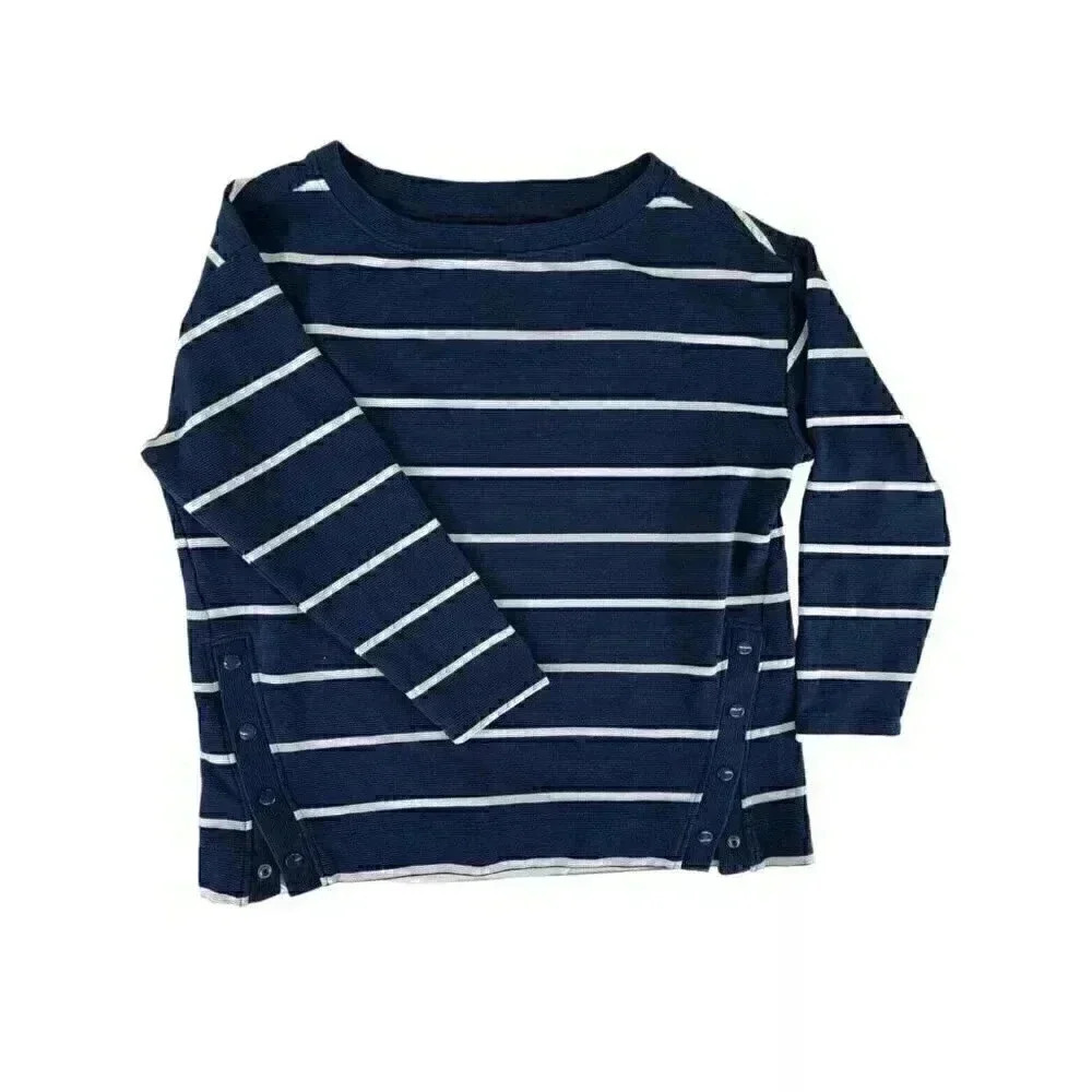 Loft’s Lou & Grey navy stripped sweater with side snaps women’s size XL